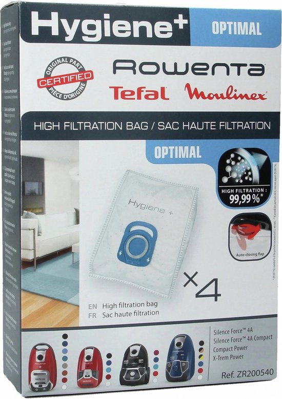 ROWENTA - STOFZUIGERZAK Hygiene + - SET 4PCS - ZR200540 | bol.com