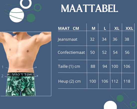 Caleçon - SQOTTON® - Jungle - Vert/ Wit - Taille XL