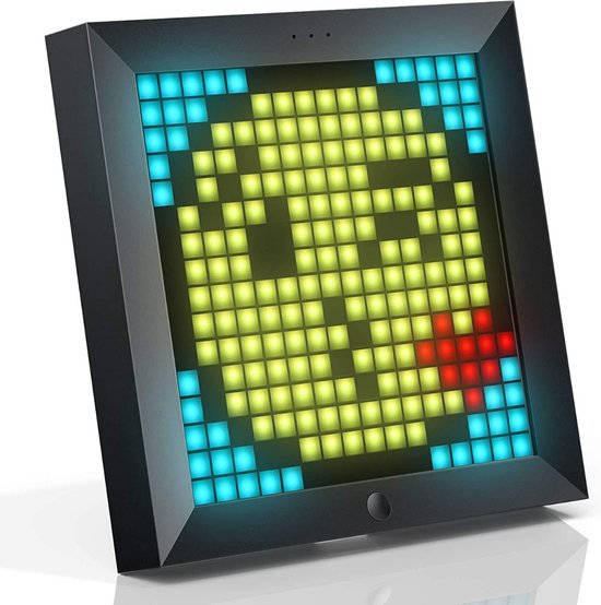 Pixel Fotolijst - Fotolijst met Pixels - Digitale Fotolijst - Pixel Art Digitale fotolijst - Programmeerbaar - 16x16 - LED-paneel - Smart Clock - Sociale Media Melding - 7,18 Inch - Home Decor - Kalender - Klok - Gaming - Gadgets (zwart)