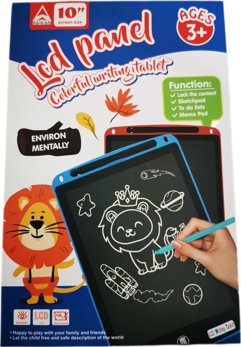 LCD Tekentablet Kinderen 10 inch - Drawing Tablet - Speelgoed Voor Onderweg - Kindertablet - Tekenbord - Leren Tekenen - Notitie Tablet - Digitaal Kladblok