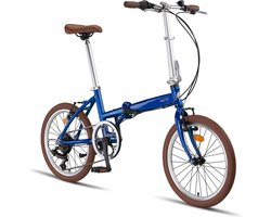 Pacto Twelve Vouwfiets Blauw Shimano 6v Aluminium 20 inch Plooifiets Retro Design Folding Bike