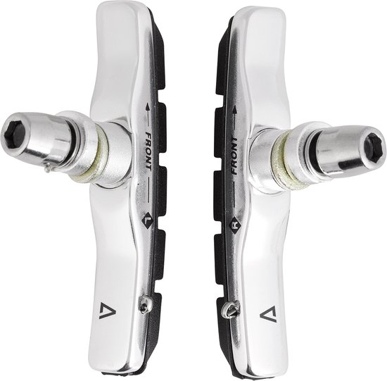 LOEVELOSI V-brake remblokken, 2 paar, remblokkenset, fiets, remschoenen, 60 mm, voor zijtrekrem, V-rem, U-rem, 4 stuks, remblokken, remschoenenset voor en achter, fietsremschoenen