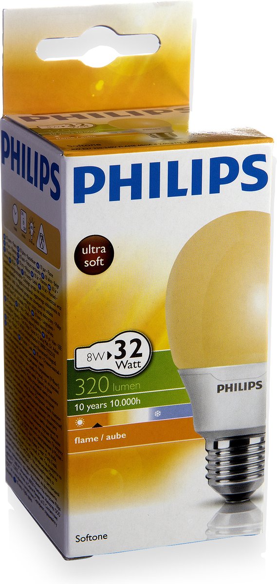 Philips Spaarlamp Flame - Normaal - 8W - E27 Fitting - 6 stuk | bol.com