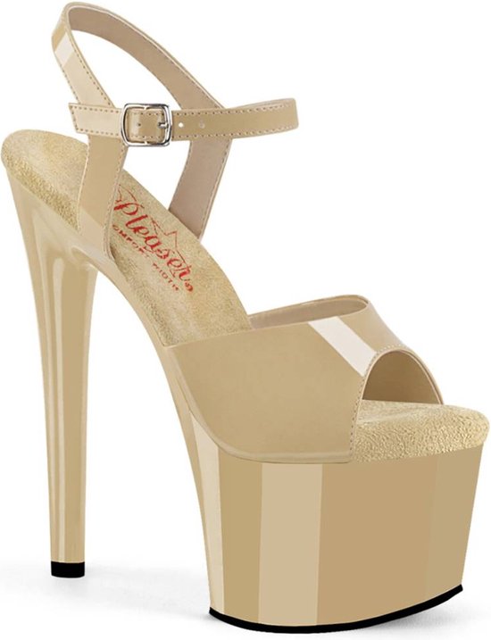 Pleaser - PASSION-709 Sandaal met enkelband, Paaldans schoenen - US 9 - 39 Shoes - Creme