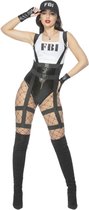 Smiffy's - Politie & Detective Kostuum - Fbi Female Bombshell Investigator - Vrouw - zwart,wit / beige - Small - Carnavalskleding - Verkleedkleding
