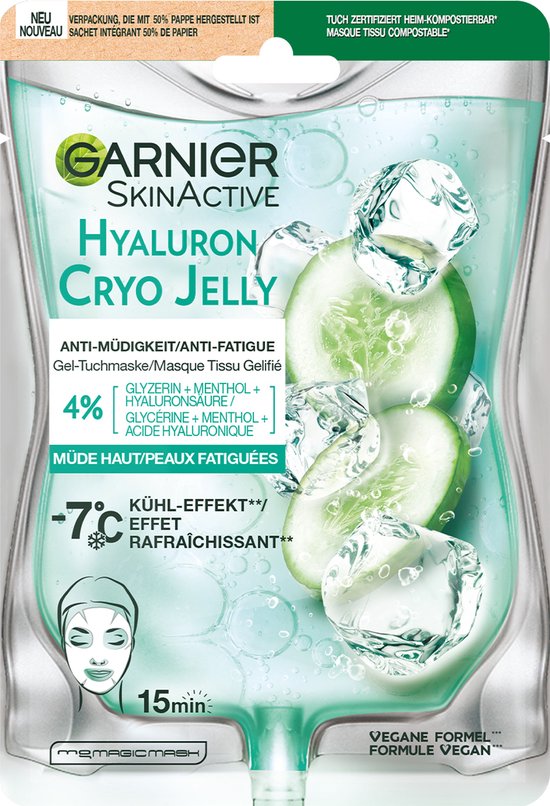 Garnier skinactive cryo jelly anti-vermoeidheid gezichtsmasker met hyaluronzuur