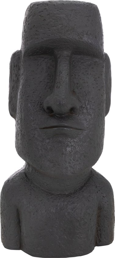 Figurine principale de l'île de Pâques anthracite, 26,5x19x53,5 cm, résine de pierre moulée