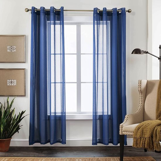Gordijnen, transparant blauwe panelen voor woonkamer, slaapkamer  raambekleding,... | bol.com