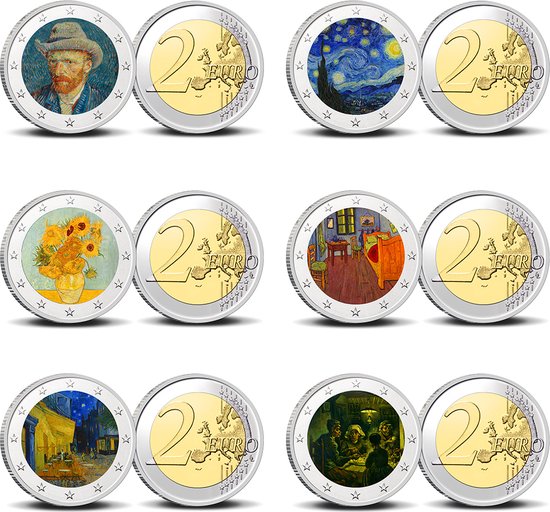 Afbeelding van het spel 2 Euro munt kleur Van Gogh complete set 1/6