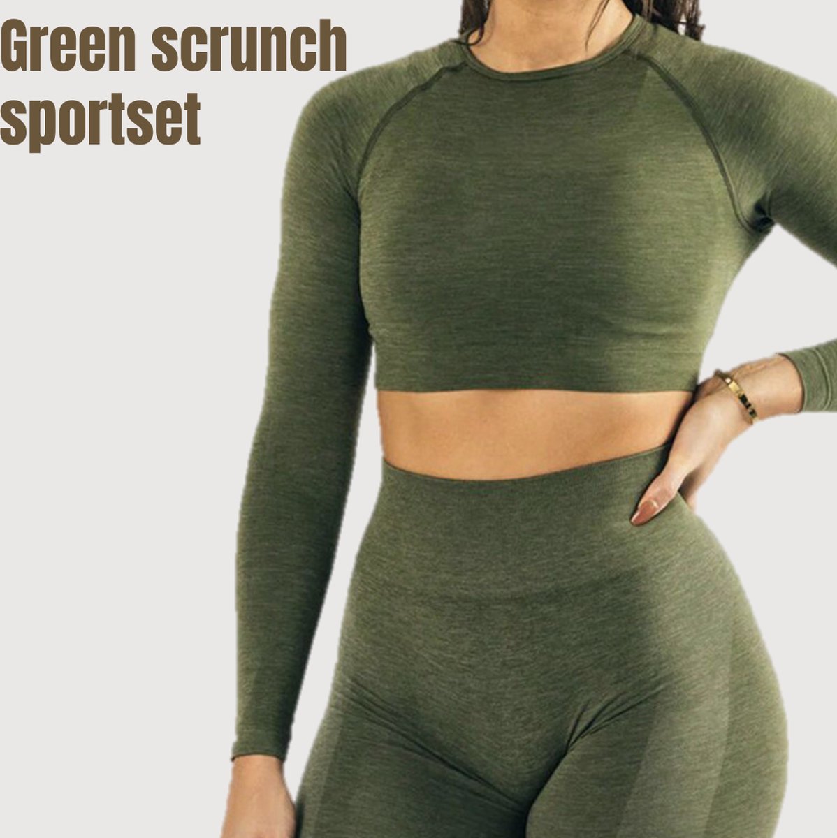 Sportchic - Sportoutfit - Sportkleding Set Dames - Squat proof - Fitness legging + Sport shirt - Yoga Kleding - Sport Top - Sport Shirt dames - Fitness Legging - Fitness Kleding Set Voor Dames - Groen - S