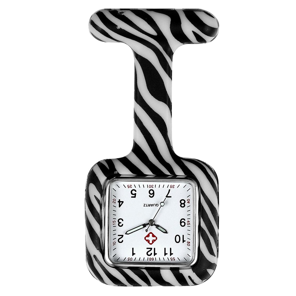 Fako® - Verpleegstershorloge - Zusterhorloge - Verpleegster Horloge - Siliconen Vierkant Print - Zebra Wit