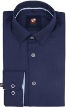 Suitable - Overhemd Melange Donkerblauw - Heren - Maat 41 - Slim-fit
