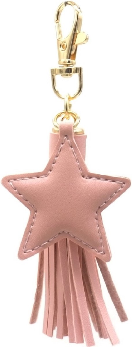 Sleutelhanger - Ster en Kwastje - Lengte 8 cm - Roze