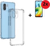 MoDo hoesje voor Xiaomi Redmi A1/ A2 - Siliconen Back Cover - Transparant shockproof met 2x screenprotector