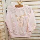 Sweater voor kind meisje - Big Sister - Maat 98 roze - Ik word grote zus - Zwanger - Geboorte - Gezinsuitbreiding - Aankondiging - Cadeau - Zwangerschapsaankondiging - Girl