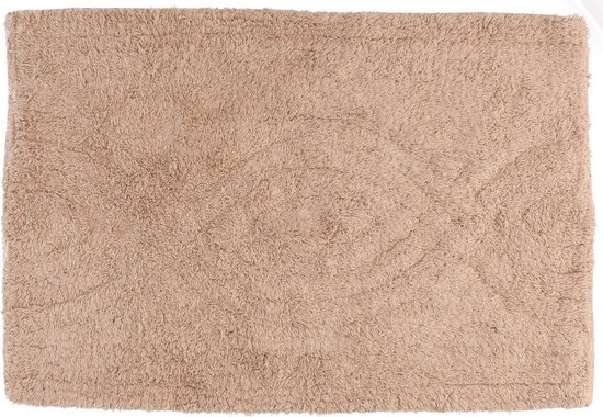 Badmat de bain / tapis de salle de bain beige 80 x 50 cm rectangulaire - Tapis pour la salle de bain