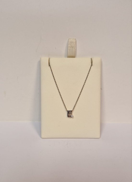 Zilveren kettinkje - Minioro - letter E - 925dz - zirkonia - sale Juwelier Verlinden St. Hubert - van €79,= voor €59,=