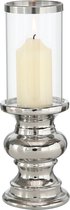 Bougeoir / lanterne en céramique Argent pour bougies piliers 28 x 10 cm