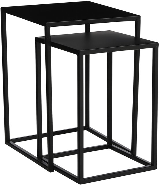 Mica Decorations goa table d'appoint noir set de 2 plus grande taille en cm: 30 x 30 x 42