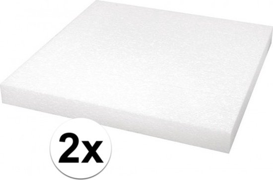 Rayher Knutsel piepschuim - 2x - plaat - vierkant - 40 x 40 x 4 cm - hobby materiaal
