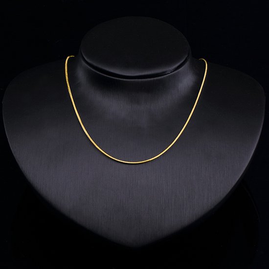 Velini jewels-1mm breed Slang halsketting- 925 Zilver gerodineerd 12kt gold plated Ketting- 40 cm met 5cm verlengstuk- Anker sluiting