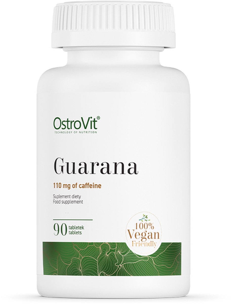 Goedkoopste Superfoods - Guarana 500mg - 90 Tablets - OstroVit - BeBulk Nutrition Pillendoos