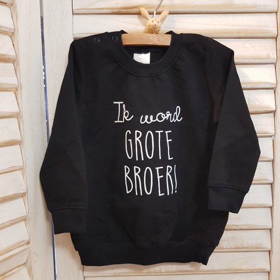 Sweater voor kind - Ik word grote broer - Zwart - Maat 86 - Big brother - Familie uitbreiding - Zwangerschap aankondiging