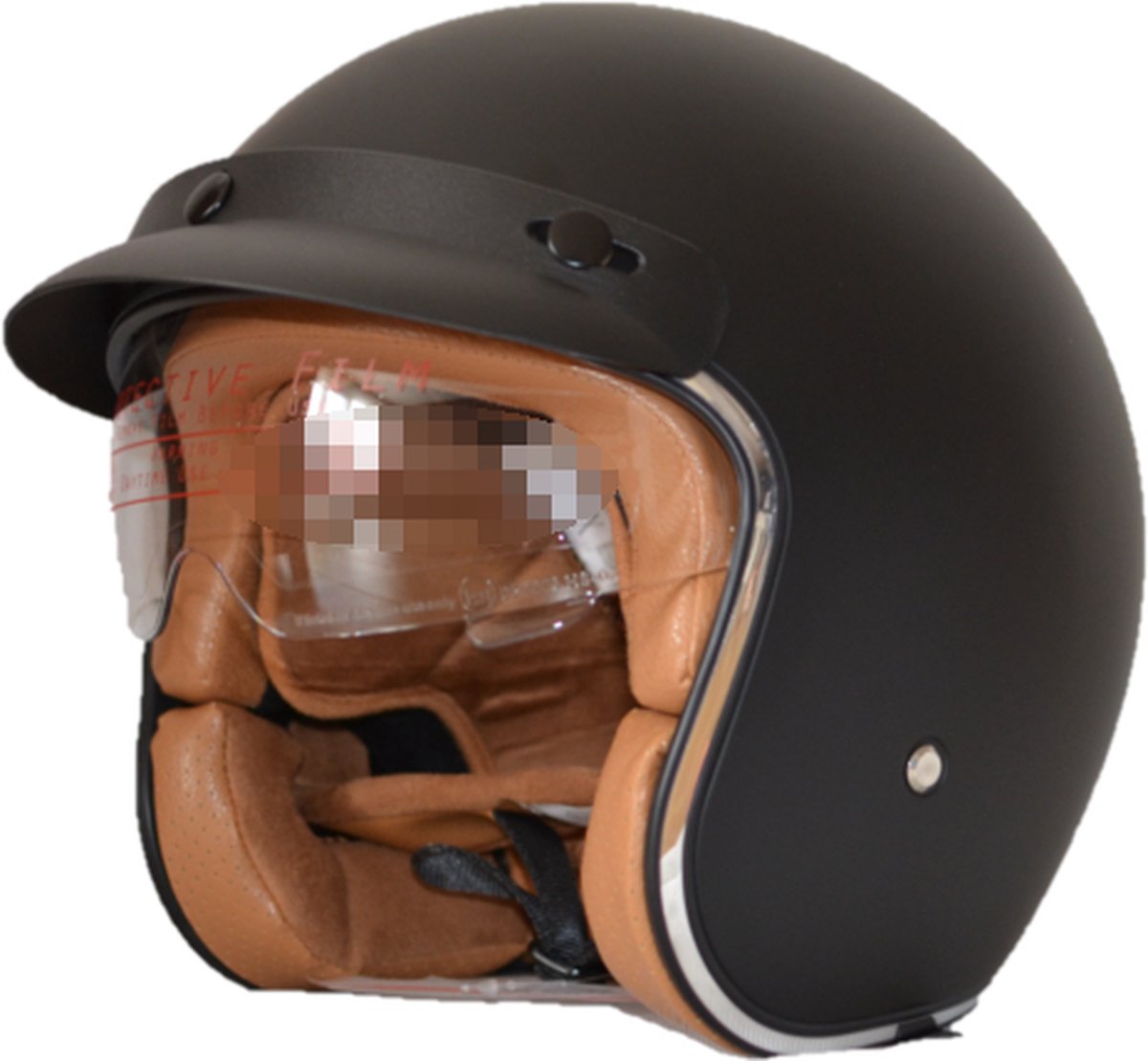 Retro Jet Helm mat zwart maat M