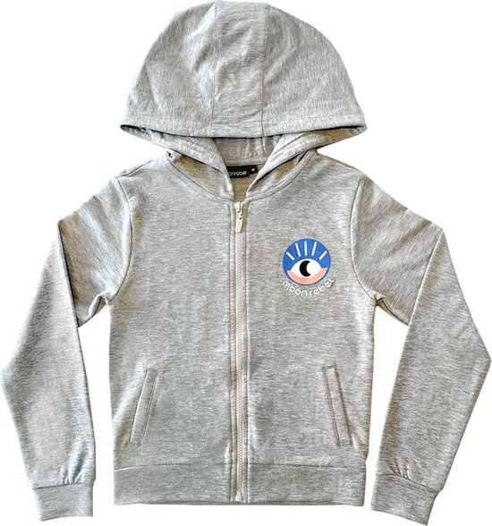 Moon Rebel vest hoodie sweater met rits Milou Grijs maat 10 (134/140)