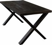 Eettafel massief Mango zwart - 160 x 90 x 78 cm - Bladdikte 4 cm - X-poot