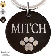 Dog tag Titane rond 25 mm avec gravure | médaillon pour chien ou chat avec naam noir
