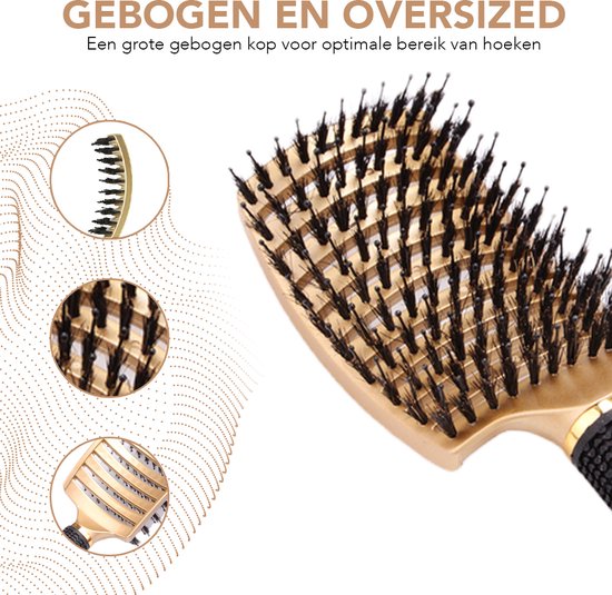 Achaté Anti Klit Haarborstel - Vernieuwde Kwaliteit - Detangle Brush - Goud