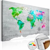 Afbeelding op kurk - Groen Paradijs, Wereldkaart, Multikleur, 1luik