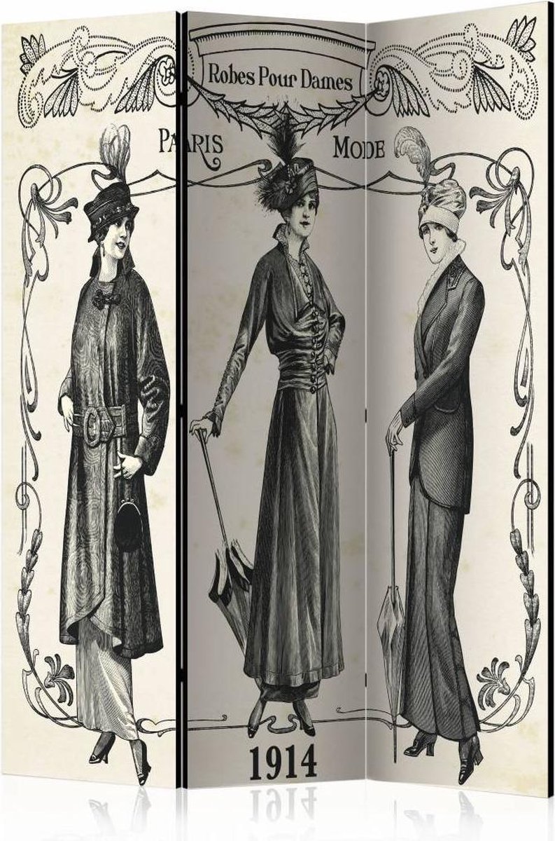 Vouwscherm - Jurken uit Parijs, 1914 135x172cm, gemonteerd geleverd (kamerscherm) dubbelzijdig geprint