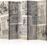 Vouwscherm - Vintage Krant225x172cm  , gemonteerd geleverd, dubbelzijdig geprint (kamerscherm)