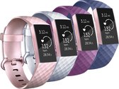 YONO Mixed Siliconen Bandjes – Fitbit Charge 3 en 4 – Blauw/Paars/Rose Gold/Zilver - Small