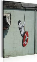 Schilderij - Swinger, New Orleans - Banksy,  Rood/Wit/Zwart