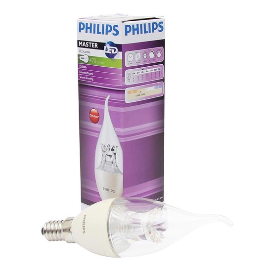 Philips LEDcandle E14 BA38 6W 827 (MASTER) | DimTone Dimbaar - Vervangt ...