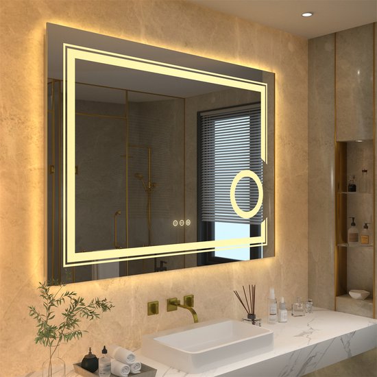 Moderne LED Badkamerspiegel met Verlichting, Anticondens & 3X Vergroting