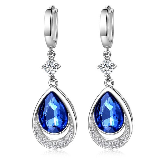 N3 Collecties 925 Sterling Zilver Water Drop Sapphire Oorbellen Voor Vrouwen