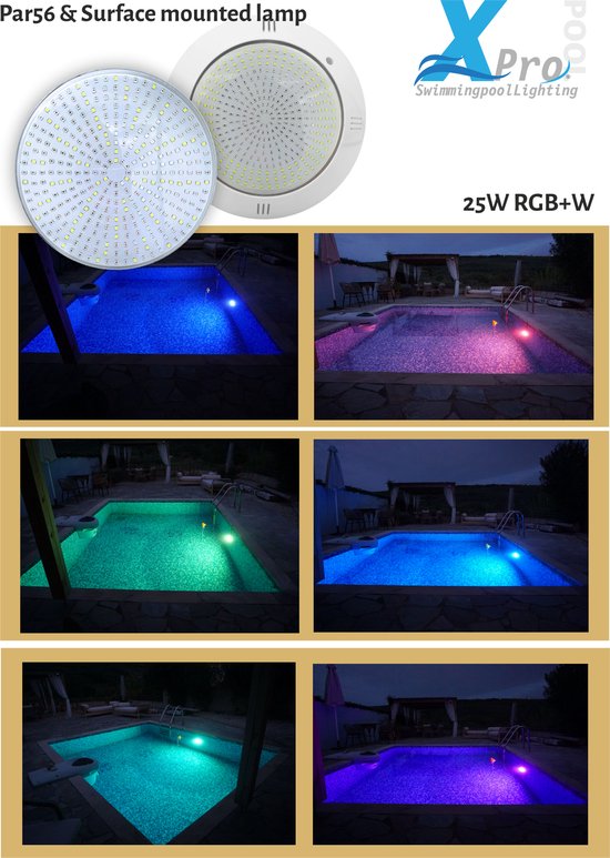 XPRO POOL | Led Zwembad Lamp | RGB+W | 324 LEDS | 25 Watt | PAR56 | bol.com