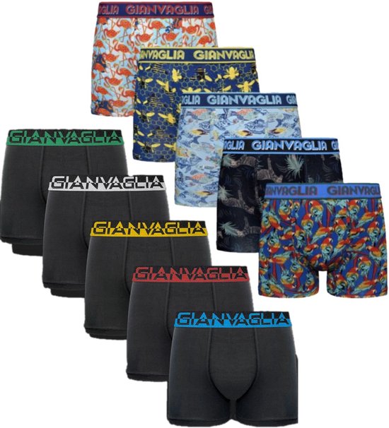 GIANVAGLIA® Deluxe 10-Pack | Heren Katoenen Boxershorts | Maat XL | Set 102