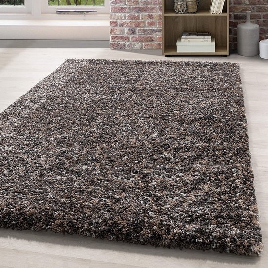 Flycarpets Lorium Vloerkleed - 100x200 cm - Taupe/Grijs/Beige - Hoogpolig