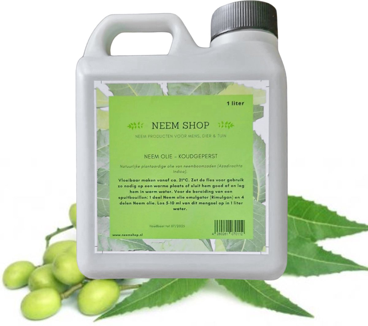 Neemolie 5 liter - Biologische Neem olie - Koudgeperst - Azadirachta indica - Gerecyclede Verpakking