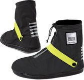 Zwart met neon gele band lage regenoverschoenen (Shoe Cover) van Perletti M