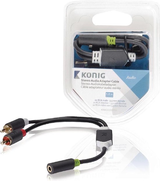 Value Line Câble adaptateur audio jack 3,5 mm stéréo mâle vers 2x RCA mâles 30 cm 