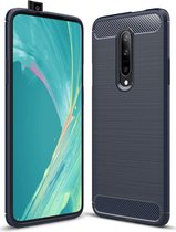 OnePlus 7 Geborsteld TPU Hoesje Blauw