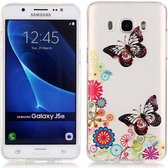 Samsung Galaxy J5 (2016) TPU Hoesje Vlinder met Bloemen