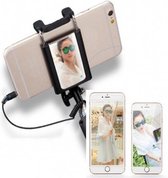Mini Selfie Stick met spiegel, bekabeld met knop in handvat voor o.a. iPhone 4/5/6, Samsung Galaxy S5, S6, S7 etc. Geen Bluetooth nodig.
