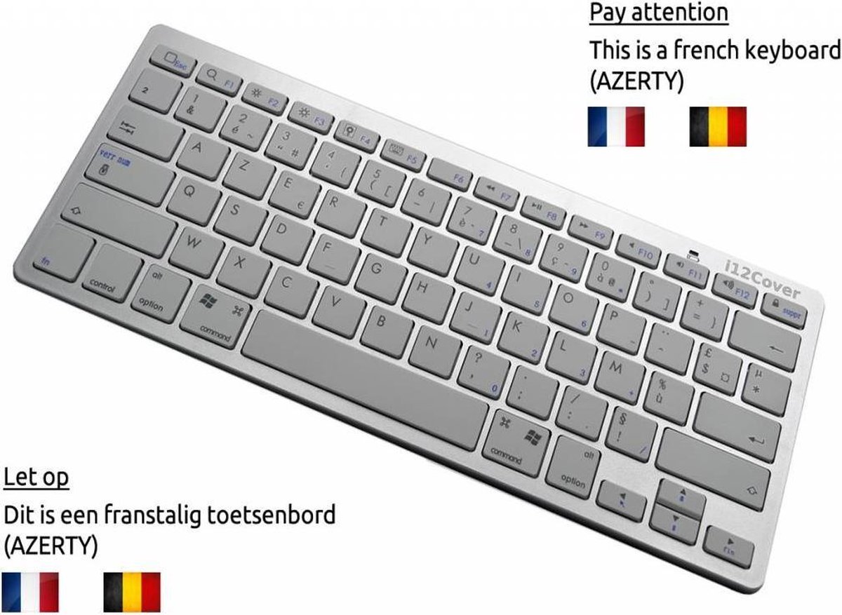 Belgique : clavier universel sans fil Bluetooth AZERTY BELGIAN, blanc,  marque i12Cover | bol.com
